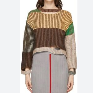 Eckhaus Latta Wiggly Road Brioche Rib Alpaca Sweater in Meadow Multi Sz S